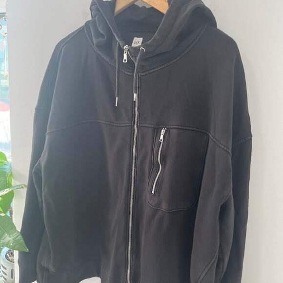 Gap Black Full Zip Hooded Sweatshirt Size XXL - Picture 2 of 6